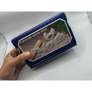 VTG Porcelain Napkin Rings 1984 Bunny Pig Duck Chicken Farm In Original Box